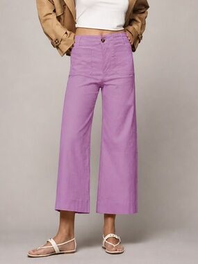 Anthropologie Maeve The Colette Cropped Wide-Leg Pants 26 Purple